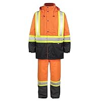 Dickies Workwear High-Visibility 150-Deniers Rain Suit, M Orange