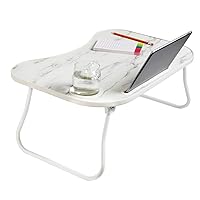 Collapsible Folding Lap Desk, White/Faux White Marble TBL-08957 Marble