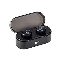 Monoprice - 138542 True Wireless Plus Earphones with Wireless Charging Case -IPX5 Nano Waterproof Coating, Sweatproof, Bluetooth 5 with aptX, AAC, Mic, CVC 8.0, 8 Hour Playtime with Auto On/Off, Black