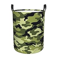 Camo Green Waterproof Oxford Fabric Laundry Hamper,Dirty Clothes Storage Basket For Bedroom,Bathroom
