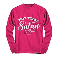 Not Today Satan Religious Tops Tees Plus Size Women Youth Long Sleeve Tee Heliconia
