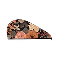Autumn Beautiful Floral Print Hair Towel Wrap Super Absorbent Microfiber Hair Drying Towel Quick Dry Hair Turban for Curly Long Thick Hair