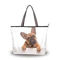 ColourLife Funny French Bulldog Shoulder Bag Top Handle Tote Bag Handbag for Women