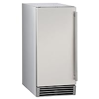 Maxx Ice MIM50P-O Indoor Outdoor Energy Star Built-in Under Counter Clear Ice Maker Machine with Drain Pump Reversible Door 65 Pound Production and 25 Pound Storage Capacity, 14.6