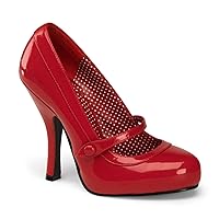 Pin Up Couture Women's 4 1/2 Inch Heel, 3/4 Inch Hidden Platform Mary Jane Pump (Red Patent;7)