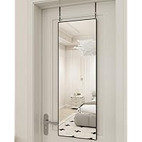 BEAUTYPEAK Full Length Mirror 16'' x 50'' Aluminum Alloy Over The Door Mirror Large Hanging Mirrors Wall Mounted Body Dressing for Bedroom, Living Room, Bathroom, Dorm Home Decor, Black