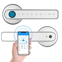 Fingerprint Door Lock with Touchscreen Smart Room Door App Digital Lever Lock Keyless Entry Front Door knob with Keypad Suitable for Home&Hotel&Office&Indoor Door（Silver）