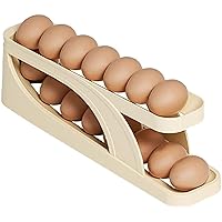 2023 New Automatic Roll-Down Double-layer Egg Dispenser, Automatic Scrolling Egg Rack Holder Storage Box Container for Refrigerator Kichen Cabinet (1Pcs)