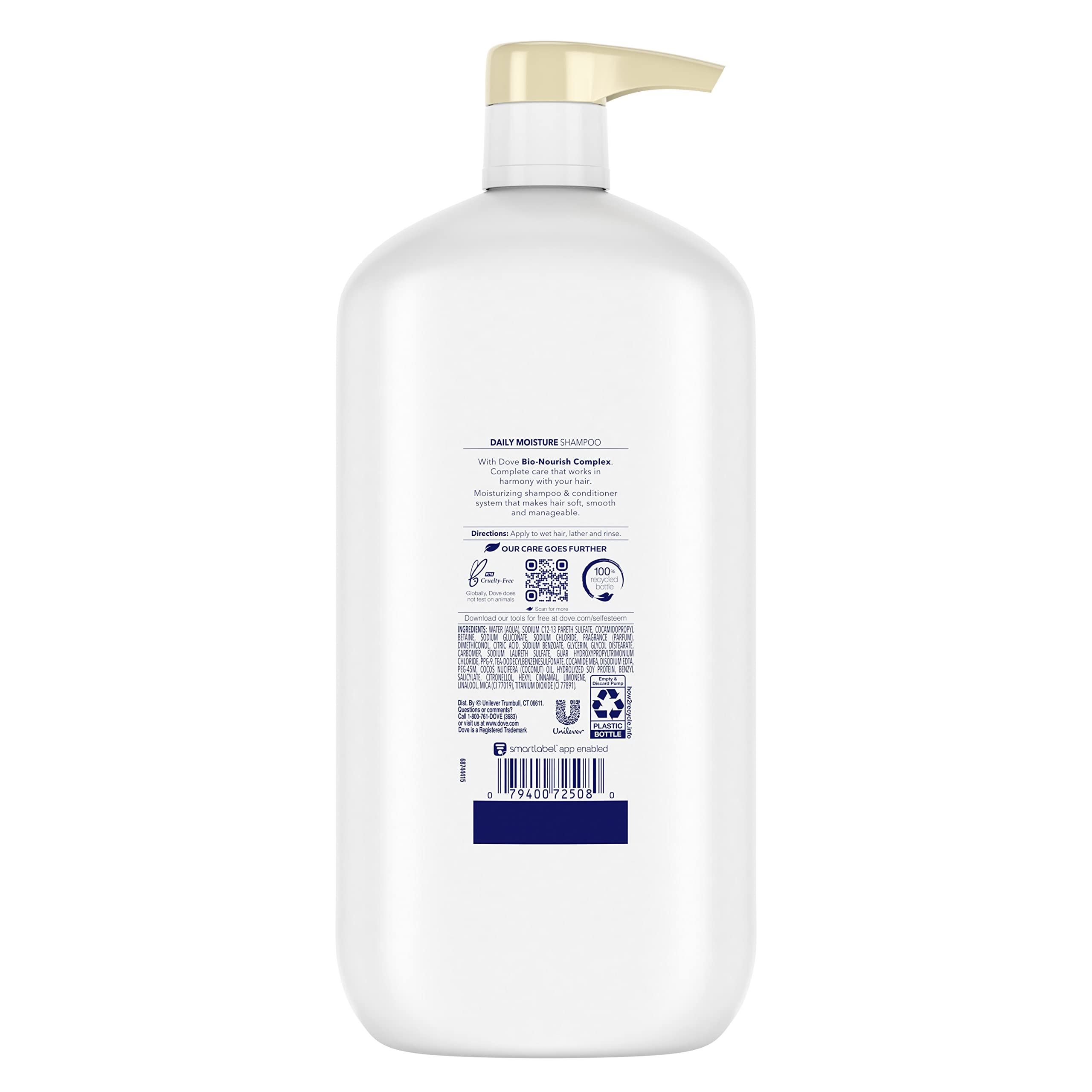 Dove Ultra Care Shampoo Daily Moisture, Pack of 4, for Dry Hair Shampoo with Bio-Restore Complex 31 oz