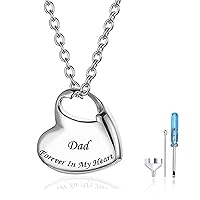 Stainless Steel Funeral Cremation Heart Forever In My Heart Pendant Keepsake Urn Necklace For Ashes Memorial Jewelry Mementos With Funnel Kit