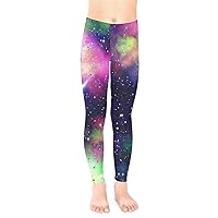 PattyCandy Galaxy Celestial and Night Sky Pattern Unisex Little & Big Kids Long Stretch Leggings,Size:2-16