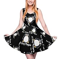 You Know I'm A Penguin Cocktail Dresses Sleeveless Dress for Women Summer Midi Dresses Swing Sundresses XL