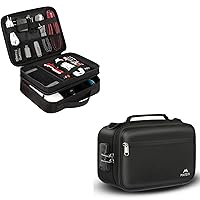 Matein Electronics Travel Organizer, Waterproof Electronic Accessories Case Portable Double Layer Cable Storage Bag for Cord, Smell Proof Bag, Travel Storage Case with Detachable Shoulder Strap