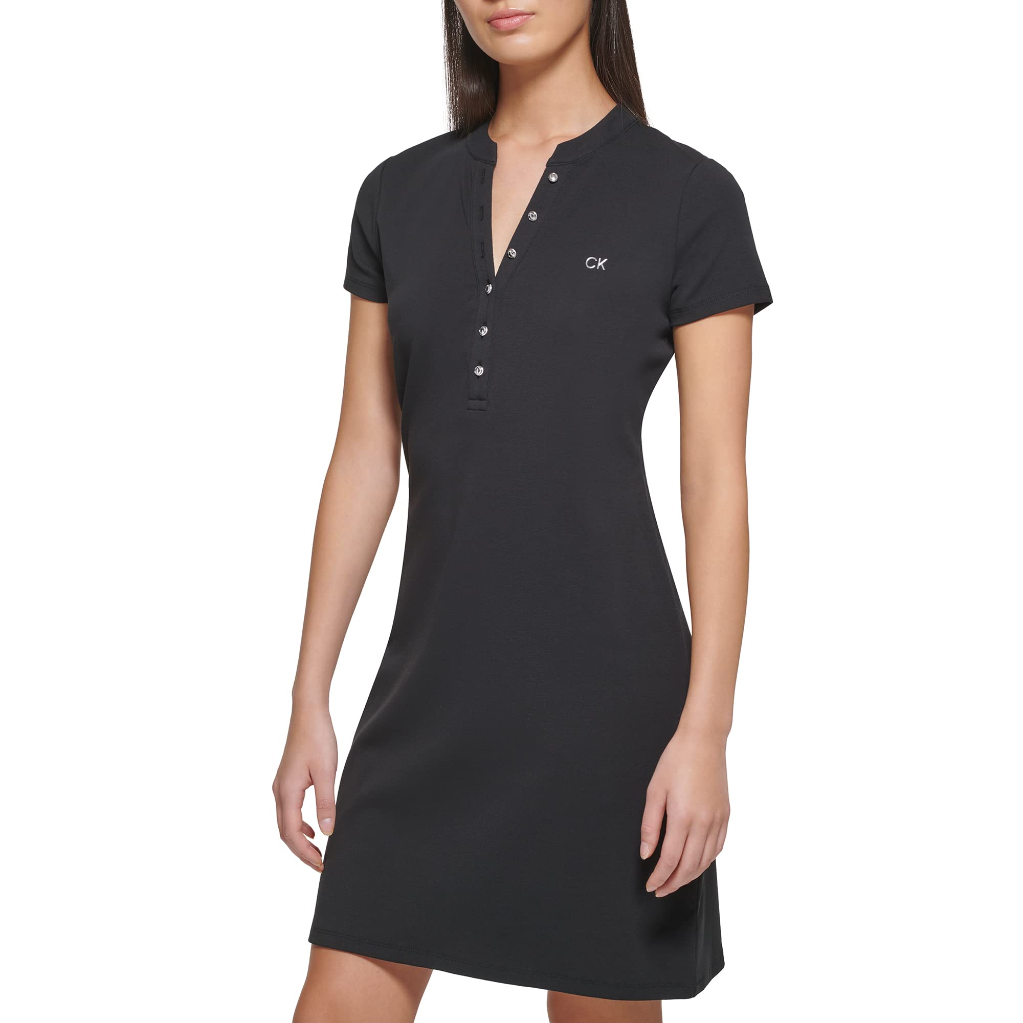 Calvin Klein Women's Petite Everyday Lace Up 1 X 1 Rib Cotton Dress