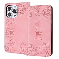 Inglem IJ-BP39DML2P/MF63 iPhone 14 Pro Max/Miffy/Shockproof Notebook Type Leather Case Raffine/Miffy Pink Flower
