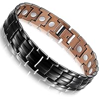 Copper Bracelet for Men - Copper Bracelets 99.99% Pure Copper Gift with Adjustable Sizing Tool, Magnetic Field Therapy Jewelry (Black)