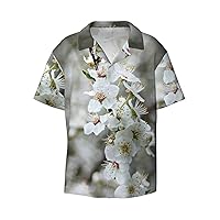 Funny Flower Men's Summer Short-Sleeved Shirts, Casual Shirts, Loose Fit with Pockets