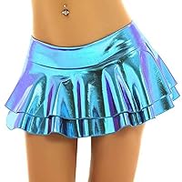 Plus Size Laser Color Mini Skirt Lady Summer Low Waist Dance Skirt