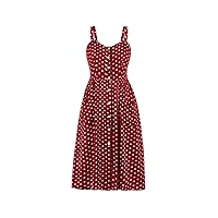 Women's Polka Dots Pocket Button Down Summer Sundress Vintage Dress