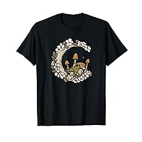 Crescent Moon Frog Mushroom Flowers Graphic T-Shirt