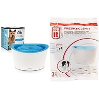 Dogit Fresh & Clear Drinking Fountain, Elevated Dog Water Dispenser with Zeus Fresh & Clear Elevated Dog and Cat Water Dispenser, Large Drinking Water Fountain