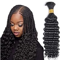 Brazilian Deep Curly Human Hair Bulk For Braiding Curly Remy Bulk Hair Extension No Weft Crochet Braids For Black Women 8-30inch (14 inch 1Piece, 4(Dark Brown))