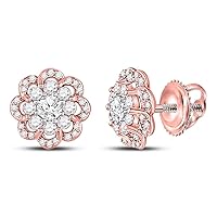 The Diamond Deal 10kt Two-tone Gold Womens Round Diamond Halo Earrings 1/2 Cttw