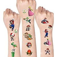 Super Mario Bros Temporary Tattoos Birthday Themed Party Supplies Decoration Favors Cartoon 10 Sheets Children's Temporary Tattoo ToysCute Sticker Tattoos Gift for Kids Boys Girls Home Activity Class Prizes Carnival Christmas Rewards