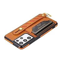 Wrist Strap Phone Case for Samsung Galaxy S21 Ultra S20 FE Note 10 Plus Card Pocket Cover Business Men Vintage Leather,Yellow,for Galaxy Note 10