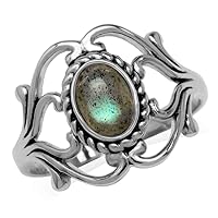 Silvershake Bezel Set Cabochon Gemstone Surrounded by Twisted Rope White Gold Plated 925 Sterling Silver Victorian Style Ring