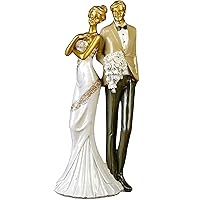 Romantic Wedding Couple Figurines in Love Hand Painted Sweet Loving Together Couple Gifts Sculpture to Remember Beautiful Moment - Best Gift for Valentine's Day Wedding Anniversary (Support)