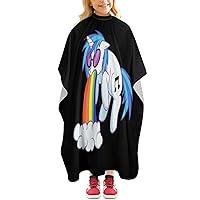 Rainbow Vomiting Unicorn Barber Cape with Adjustable Snap Hair Cutting Salon Barber Apron for Kids