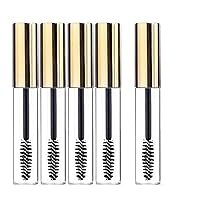 Empty Mascara Tube and Wand Castor Oil Dispensers Eyelash Brush Refillable Cosmetic Containers Bottles, Gold 10 ml 5 Pack