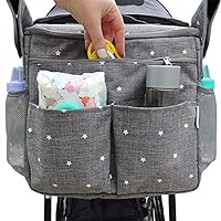 Multifunctional Backpack Mummy Bag Portable Stroller Storage Bag Non-slip Belt Stroller Stroller with Cup Holder, Stroller Phone Bag, Pet Stroller Accessories (Light Gray)