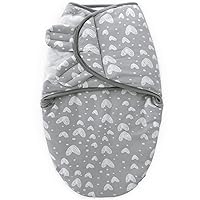Biloban Baby Swaddles 0-3 Months for Boy Girls, Warm Quilted Baby Swaddle, Newborn Swaddle, Adjustable Swaddle Blanket, Lovely Grey Hearts, 1 Pack