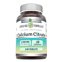 Amazing Formulas Calcium Citrate Supplement | 1000 Mg | 240 Tablets | Non-GMO | Gluten Free | Made in USA