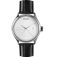 PICONO Phase Radial Time and Date Water Resistant Analog Quartz Watch - No. 7001 (Silver/White)
