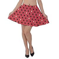 Womens Flared Casual Mini Skirt Summer Lemon Strawberry Fruits Vegetables Velvet Skater Dress, XS-3XL