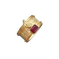 Honey Bee Spin 18K Gold Plating Spinner Band Ruby Stone 18K Gold Plated Spinning Ring Bridal Gift