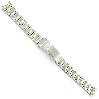13mm T&C Stainless Curved End Silver and Gold Tone Deployment Buckle Watch Band