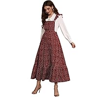 Dresses for Women Women's Dress Polka Dot Ruffle Trim Overall Dress Without Blouse Dresses
