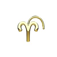 8mm Aries Zodiac Nose Stud 925 Sterling Silver Metal With 14k Gold Plated Nose Jewelry