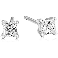 Amazon Collection Certified Platinum Princess-Cut Diamond Stud Earrings (G-H Color, VS2 Clarity)