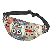 Fanny Pack For Men Women Casual Belt Bag Waterproof Waist Bag Cute Christmas Owls On Branch Running Waist Pack For Travel Sports