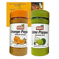 Badia Seasoning Lime Pepper and Orange Pepper Bundle - 6.5 oz - Campester Recipe Card, Set of Spices and Seasonings with Organic Peppers. Best Spice Set and Grilling Gifts For Men for BBQ Seasoning