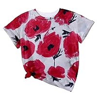 XJYIOEWT Royal Blue Tops for Women Summer Casual Top for Womens Short Sleeve Round Neck Print T Shirts Loose Top T Shir