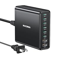 200W USB C Charging Station, Rocoren 8 Ports GaN PD3.0 & QC4.0+ 100W Laptop Charger, Multiport 45W PPS USB C Desktop Charger, Fast Wall Charger Block for MacBook Pro, iPhone 15, iPad, Samsung S24, HP