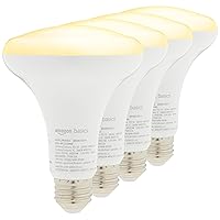 Smart BR30 LED Light Bulb, 2.4 GHz Wi-Fi, 9W (Equivalent 60W), E26 Standard Base, Works and Dims with Alexa Only, Soft White 2700K, 15,000 Hour Lifetime, 4-Pack