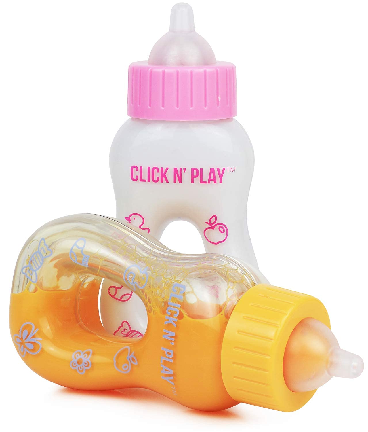 Click N' Play Magic Toy Set, Play Baby Bottles with Disappearing Milk & Juice, Doll Accessories for Kids & Toddlers, Great Gift for Little Girls Ages 2-4