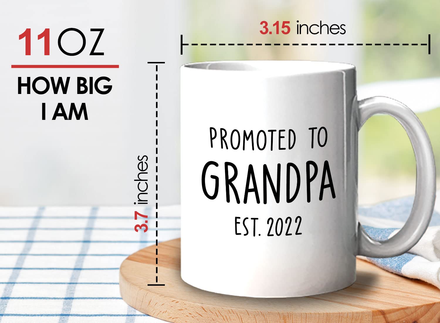 Bubble Hugs Family Coffee Mug 11oz White - Promoted To Grandpa - Grandparents Expecting A Baby Birth Gender Announcement Pregnancy Baby Shower Grandchild